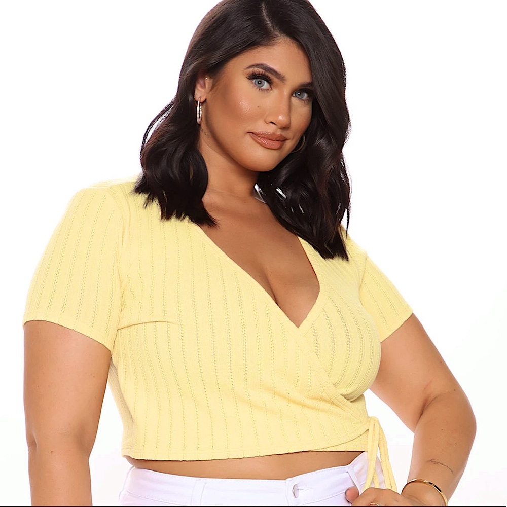 Yellow Knit Crop Top - 2X